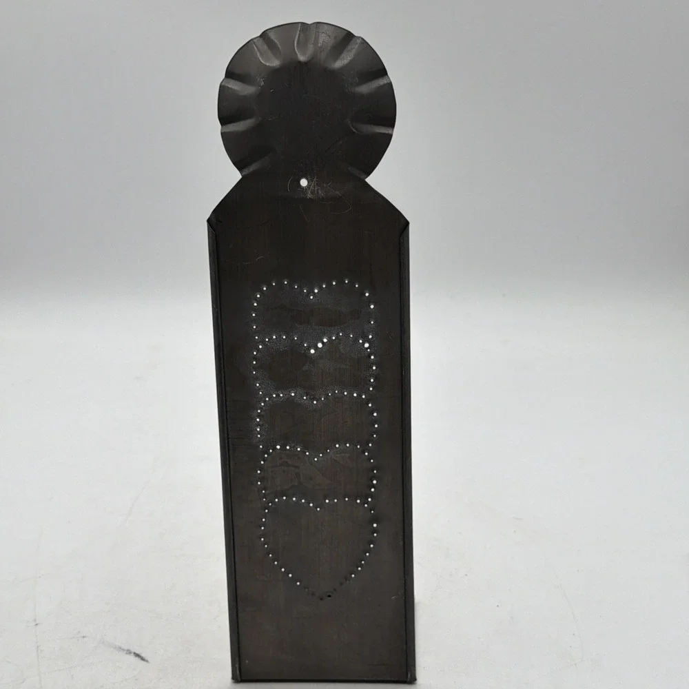 Punched Tin Stamped Metal Heart Candle Holder Wall Sconce Stand Alone Primitive